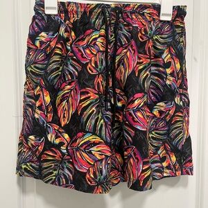 Broken Threads Men's Bright Palm Leaves Swim Trunks With Liner Size Small